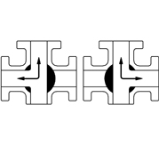 T型電動(dòng)三通球閥 流向示意圖 T型電動(dòng)三通球閥 流向示意圖